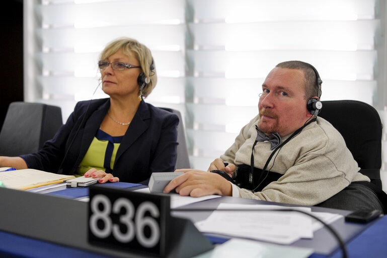 Photo 2 : Marek PLURA in plenary chamber week 38 2014 in Strasbourg