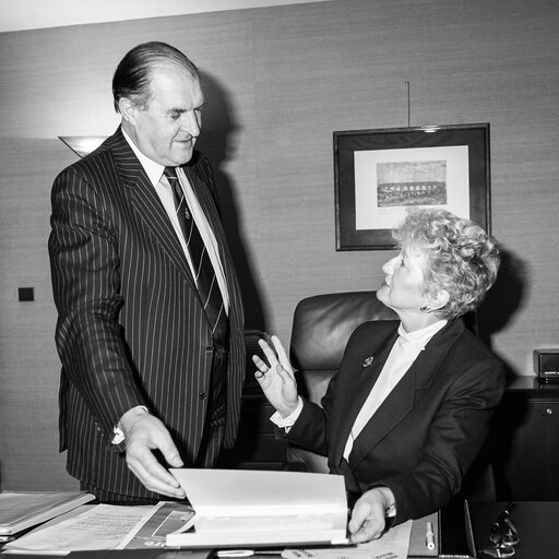 Portrait of Lord Henry PLUMB - EP President in his office at the EP in Strasbourg