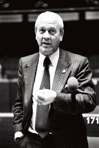 The delegue Kai NYBORG during a session in Strasbourg in March 1977.