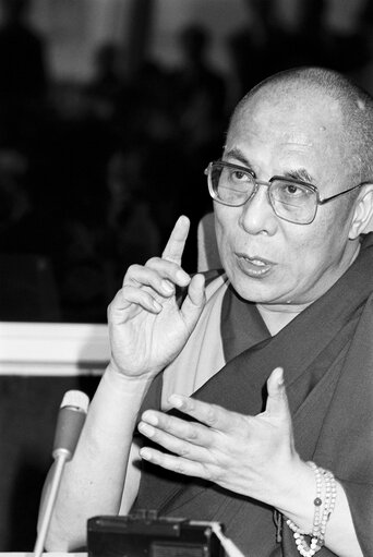 Fotografia 1: Visit of the Dalai Lama at the European Parliament in Strasbourg. Press Conference