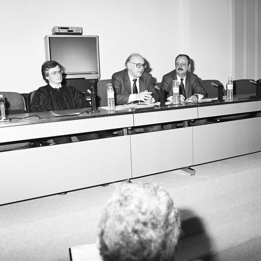 Fotagrafa 2: MEP Horst SEEFELD meets with a group of visitors in December 1988