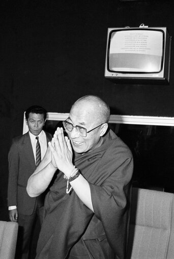 Fotografia 3: Visit of the Dalai Lama at the European Parliament in Strasbourg. Press Conference