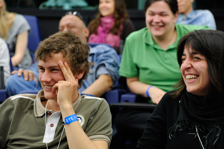 Photo 9: European Youth Event 2014 in Strasbourg Yo!Fest EYE  ' Can we laugh about anything? '  How far can you take humour? Where do  taboos start in a community of values? Is it fair game to make jokes about minorities?