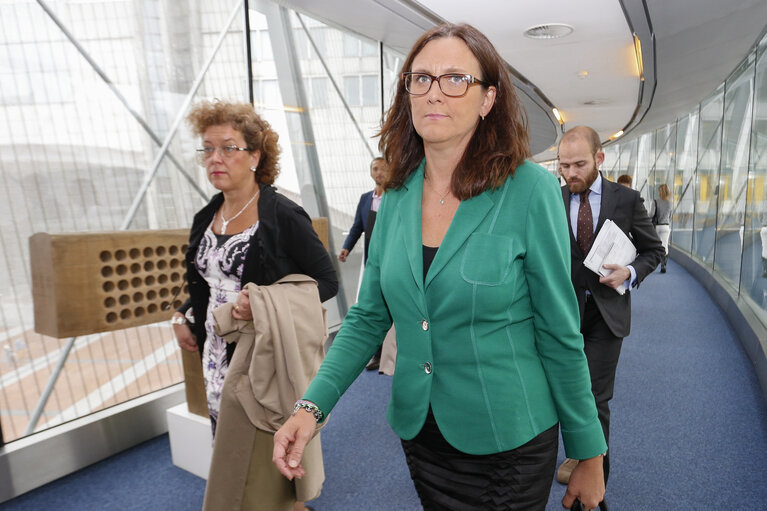 Foto 2: Arrival of Cecilia MALMSTROM, Commissioner-designate for Trade  prior to her hearing at the European Parliament