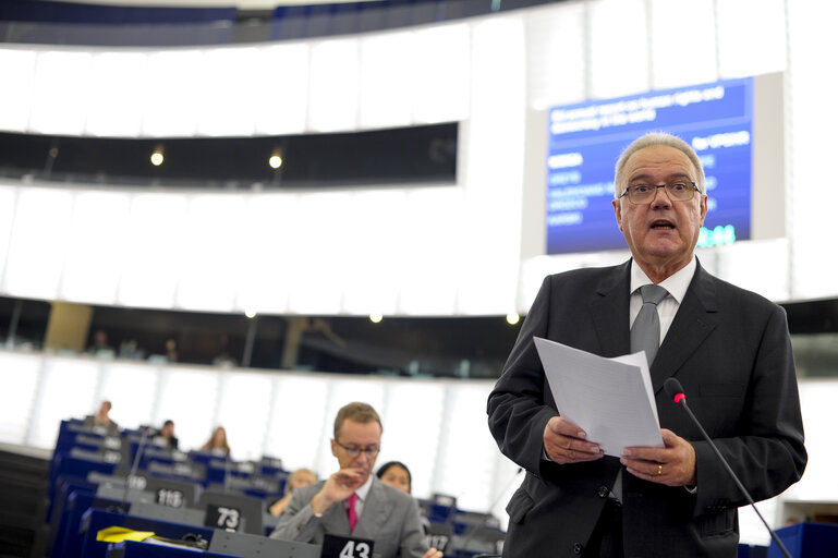 Foto 8: Plenary session week 38 2014 in Strasbourg - EU annual report on human rights and democracy in the world  Statement by the Vice-President of the Commission/High Representative of the Union for Foreign Affairs and Security Policy