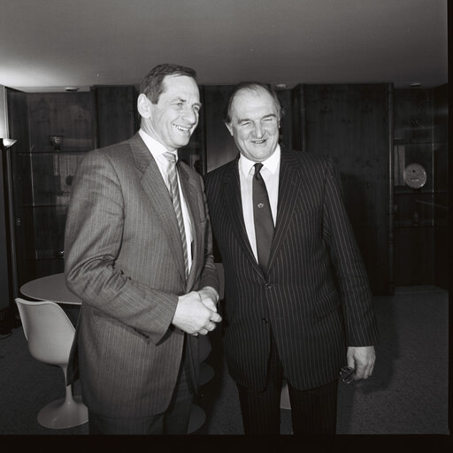 Lord PLUMB - EP President meets with French Minister of Agriculture at the European Parliament in march 1987