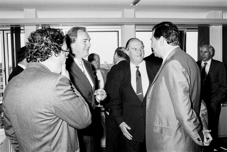 Lunch with ex Rugby Player Tony O'REILLY at the European Parliament in Strasbourg in May 1989