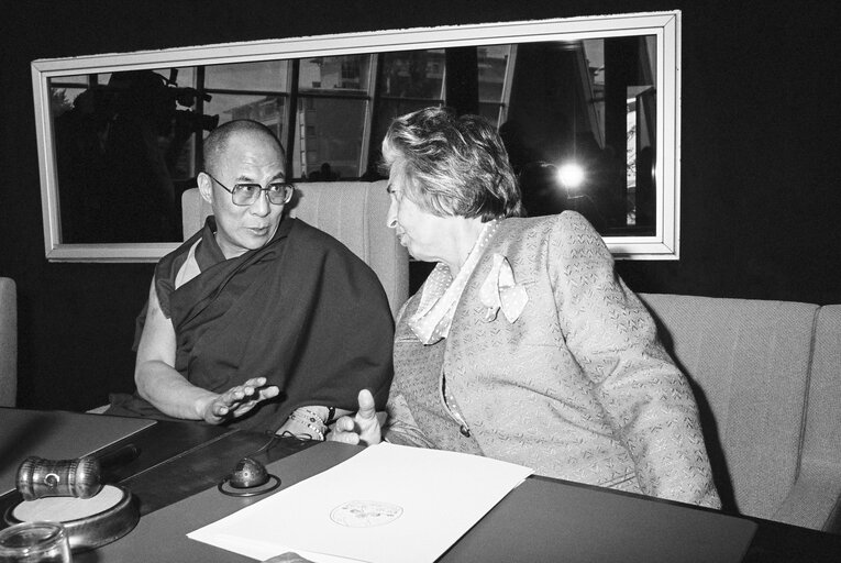 Fotografija 8: Visit of the Dalai Lama at the European Parliament in Strasbourg. Press Conference