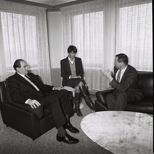 Lord PLUMB - EP President meets with French Minister of Agriculture at the European Parliament in march 1987