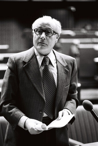 Suriet 21: Johannes BROEKSZ, Member of the European Parliament, during a session in Strasbourg in March 1977.