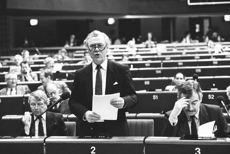 Plenary Session at the European Parliament in Strasbourg In December 1987. Danish Presidency of the EU