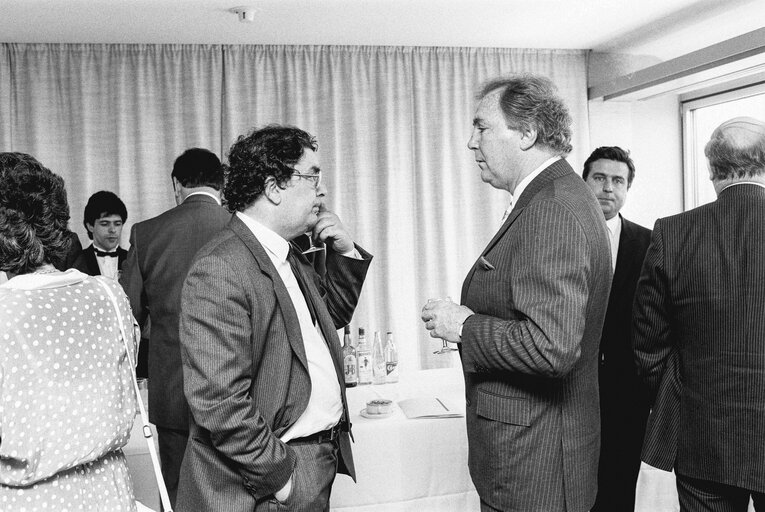 Lunch with ex Rugby Player Tony O'REILLY at the European Parliament in Strasbourg in May 1989