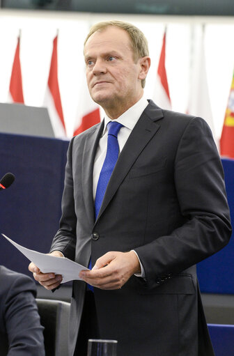 Foto 14: European Council President address the EP on the last European Council EUCO