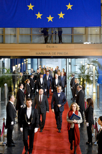 Fotografija 12: Official visit of the Estonian President to the European Parliament in Strasbourg.  Arrival.