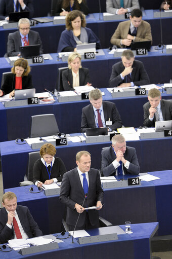 Zdjęcie 3: European Council President address the EP on the last European Council EUCO