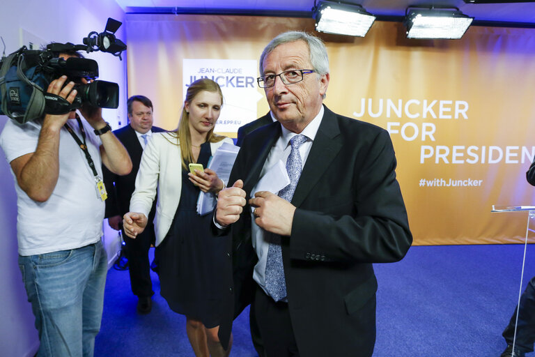 Suriet 1: EE2014 European election night. Statement of Jean Claude JUNCKER, candidate for the EC