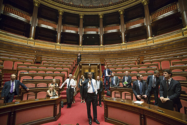 Zdjęcie 32: The European Parliament members during a meeting with Italian MPs in Rome, Italy, 23 June 2014. Next month Italy will take the reins of the rotating six-month duty presidency of the European Union.