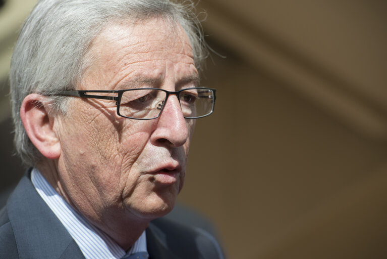 Photo 7: EE2014 - European Election 2014 - Vote of EPP Candidate to EC Presidency.European election candidat Jean Claude  JUNCKER  CSV picturing at poll in center of culture at Capellen GDL on sunday 25 2014