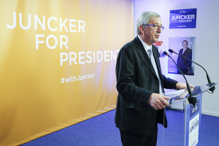 Suriet 3: EE2014 European election night. Statement of Jean Claude JUNCKER, candidate for the EC