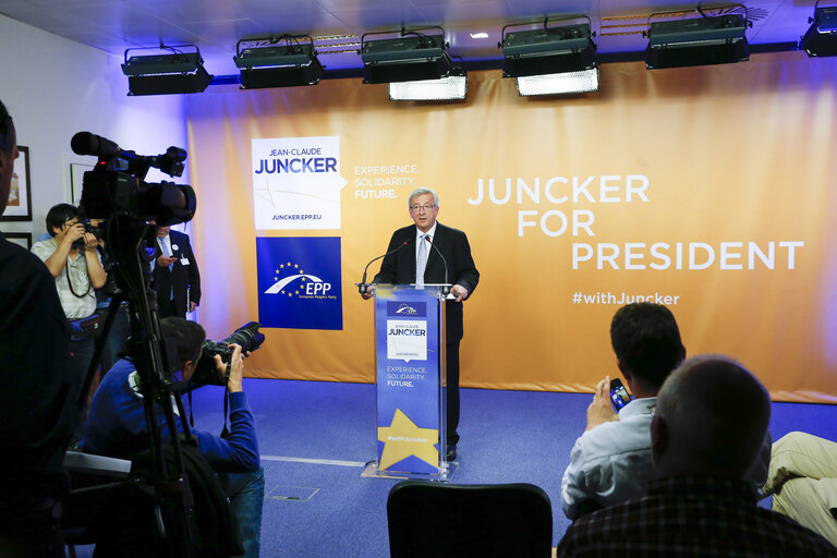 Nuotrauka 8: EE2014 European election night. Statement of Jean Claude JUNCKER, candidate for the EC