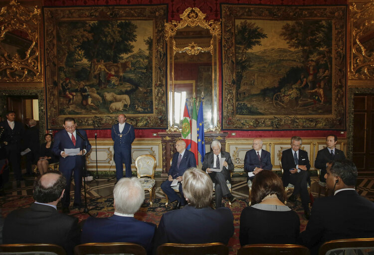 Zdjęcie 35: The European Parliament members during a meeting with Italian MPs in Rome, Italy, 23 June 2014. Next month Italy will take the reins of the rotating six-month duty presidency of the European Union.