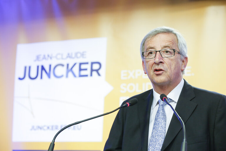 Nuotrauka 5: EE2014 European election night. Statement of Jean Claude JUNCKER, candidate for the EC