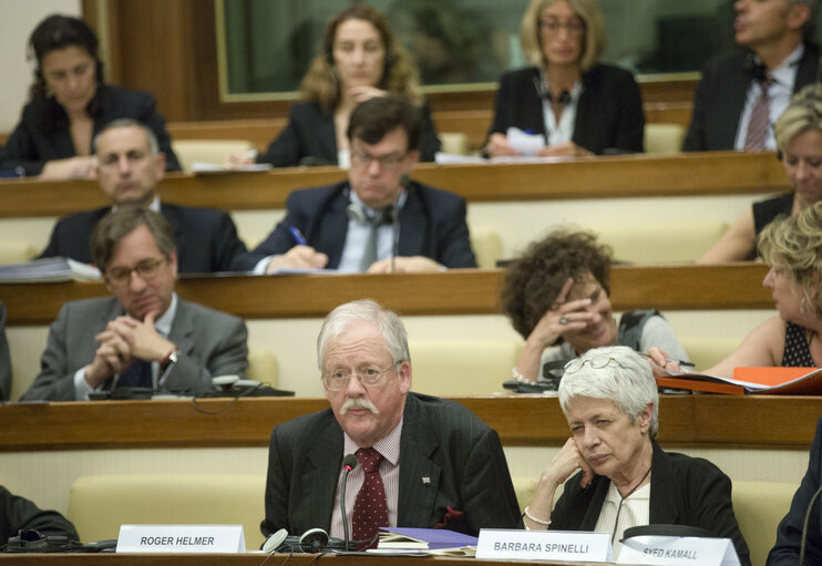 Zdjęcie 21: Roger Helmer and Barbara Spinelli during a meeting with Italian MPs in Rome, Italy, 23 June 2014. Next month Italy will take the reins of the rotating six-month duty presidency of the European Union.