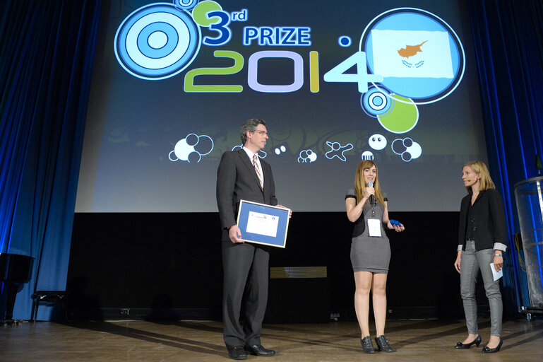 Zdjęcie 10: 3rd Prize Christina MALAI - Representing the Cypriot project ' Employment4U '  Charlemagne youth prize 2014 - Award ceremony