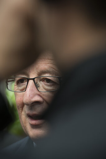 Photo 11: EE2014 - European Election 2014 - Vote of EPP Candidate to EC Presidency.European election candidat Jean Claude  JUNCKER  CSV picturing at poll in center of culture at Capellen GDL on sunday 25 2014