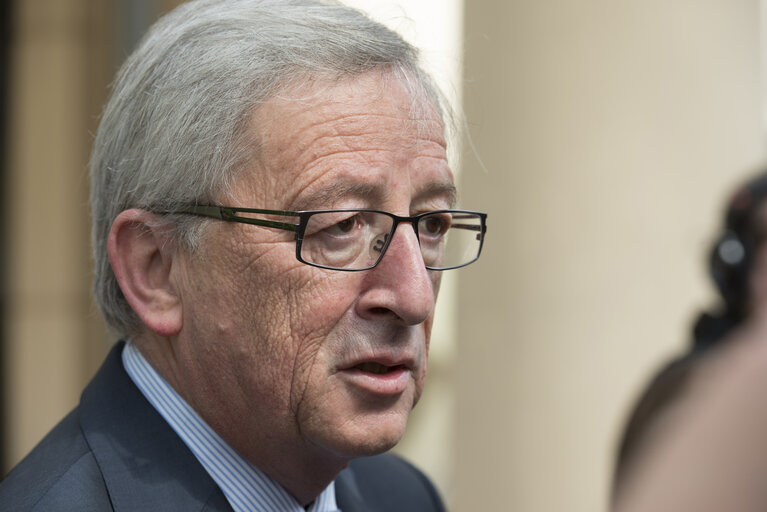 Photo 10: EE2014 - European Election 2014 - Vote of EPP Candidate to EC Presidency.European election candidat Jean Claude  JUNCKER  CSV picturing at poll in center of culture at Capellen GDL on sunday 25 2014