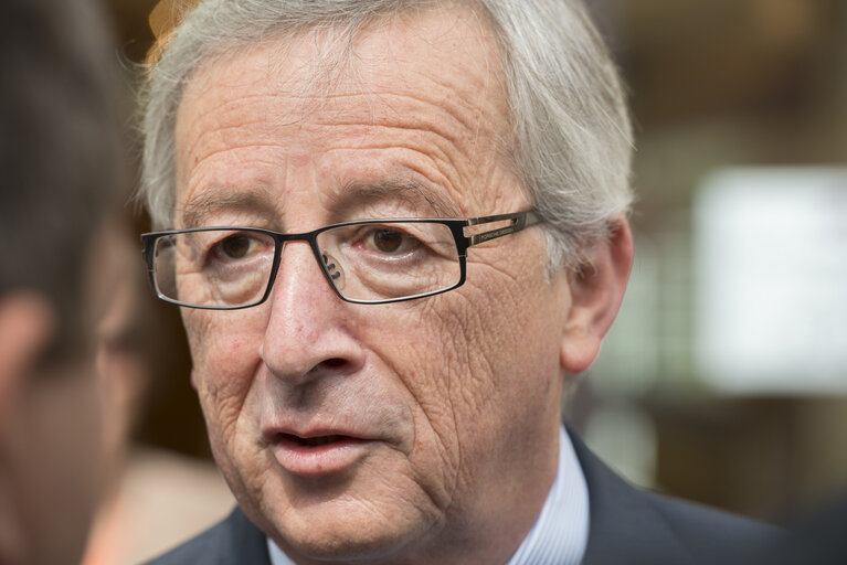 Photo 13: EE2014 - European Election 2014 - Vote of EPP Candidate to EC Presidency.European election candidat Jean Claude  JUNCKER  CSV picturing at poll in center of culture at Capellen GDL on sunday 25 2014