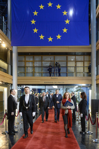 Fotografija 14: Official visit of the Estonian President to the European Parliament in Strasbourg.  Arrival.