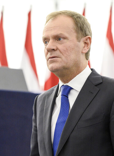 Foto 13: European Council President address the EP on the last European Council EUCO