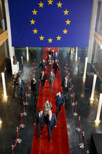 Zdjęcie 4: Review of the Luxembourg Presidency of the EU.  Visit of the Luxembourg Prime Minister to the European Parliament in Strasbourg.  Martin SCHULZ - EP President meets with Xavier BETTEL - Prime Minister of Luxembourg