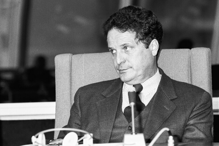 The MEP Jean-Pierre COT during a session in Strasbourg in February 1990.