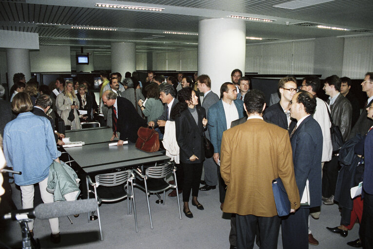 Inauguration of the press room of the European Parliament in Brussels in 1993