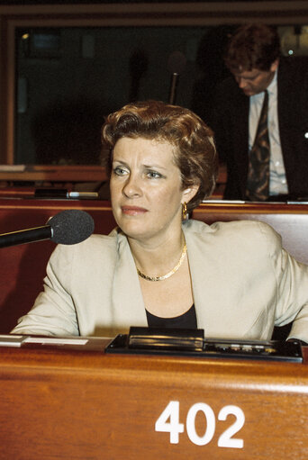 Photo 43: MEP Catherine TRAUTMANN during the plenary session at the EP in Strasbourg