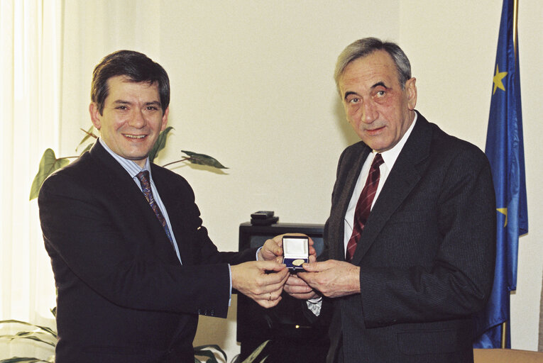 Visit of Tadeusz MAZOWIECKI, Prime Minister of Poland at the European Parliament in Brussels