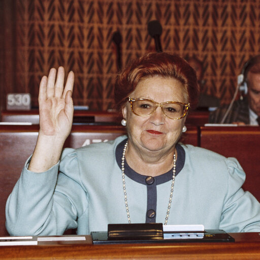 Valokuva 14: MEP Marijke J.H. VAN HEMELDONCK during the plenary session at the EP in Strasbourg