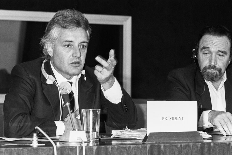 Meeting at the European Parliament in Strasbourg in October 1989.