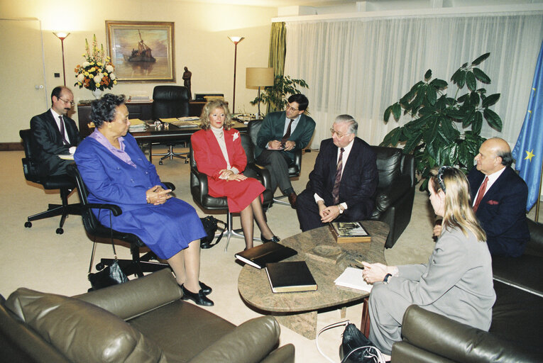 Eugenia CHARLES Prime Minister of the Dominican Republic meets with Egon KLEPSCH - EP President