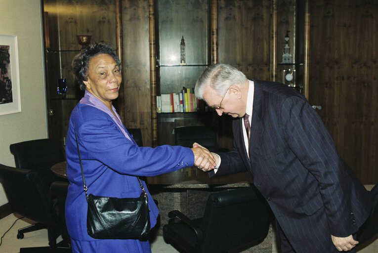 Eugenia CHARLES Prime Minister of the Dominican Republic meets with Egon KLEPSCH - EP President