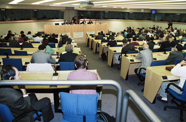 Inauguration of the press room of the European Parliament in Brussels in 1993