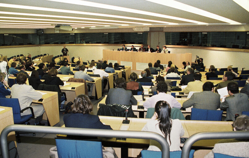 Inauguration of the press room of the European Parliament in Brussels in 1993