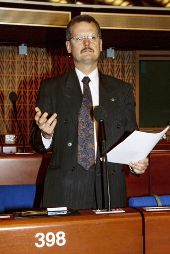 Plortrait of MEP Gary TITLEY during the plenary session at the EP in Strasbourg