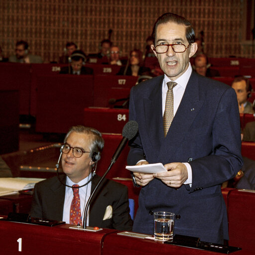 Belgian MFA, Willy CLAES during the Plenary session at the EP in Strasbourg