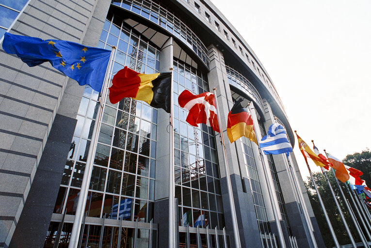 Flags in front of the PHS Building