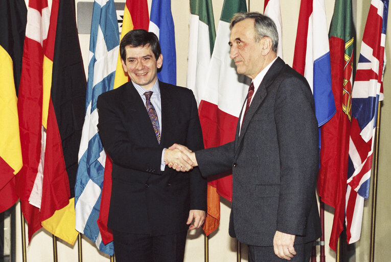 Visit of Tadeusz MAZOWIECKI, Prime Minister of Poland at the European Parliament in Brussels