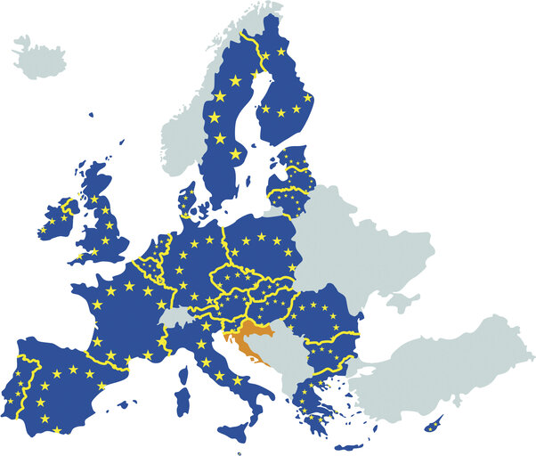 Снимка 26: EU Map (27 member states and Croatia)