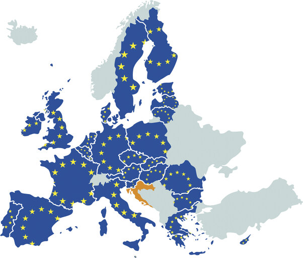 Nuotrauka 28: EU Map (27 member states and Croatia)